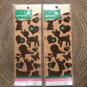 2 Pkgs Girl Scouts Flocked Animal Stickers